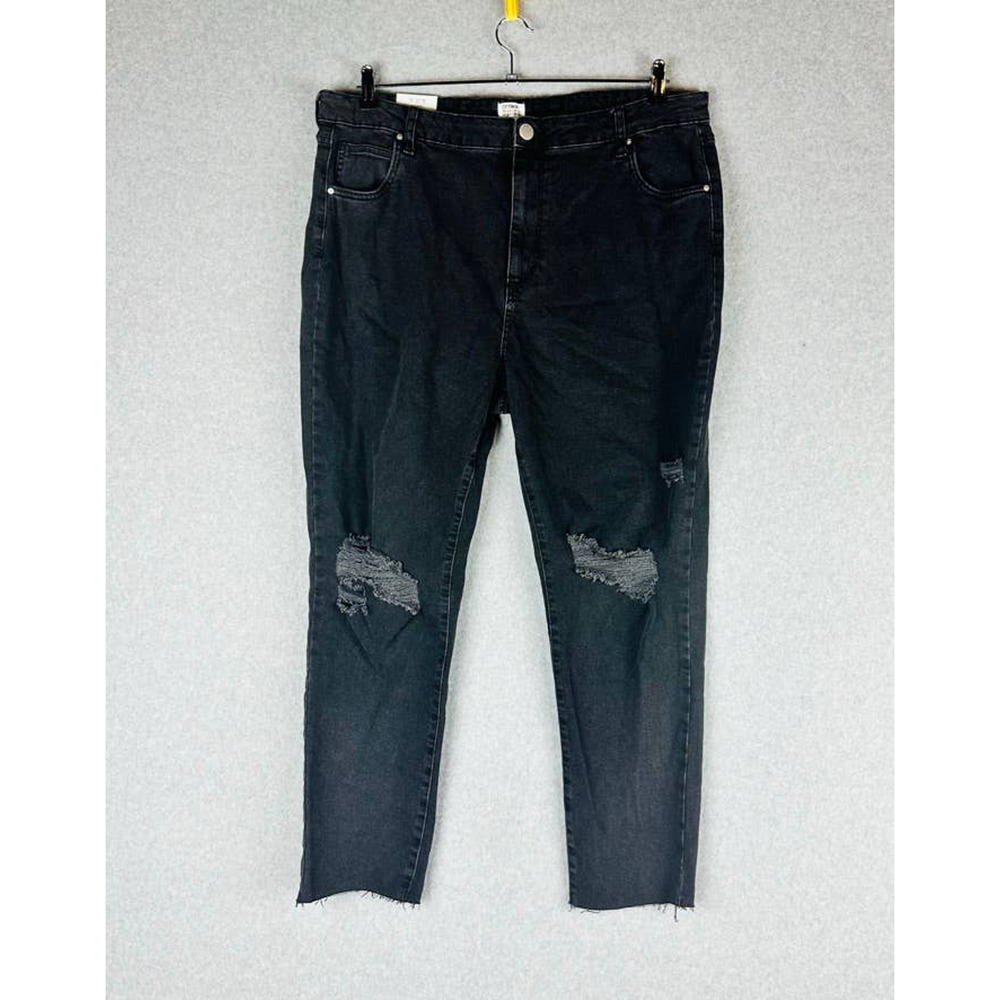 New Cotton On Womans Sz 16 Jeans Curve Taylor Mom Jean Black Distressed NWT - Picture 2 of 7